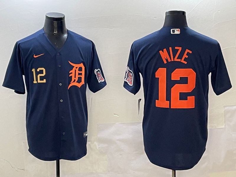 Men Detroit Tigers #12 Mize Drak Blue Game 2025 Nike MLB Jersey style 2